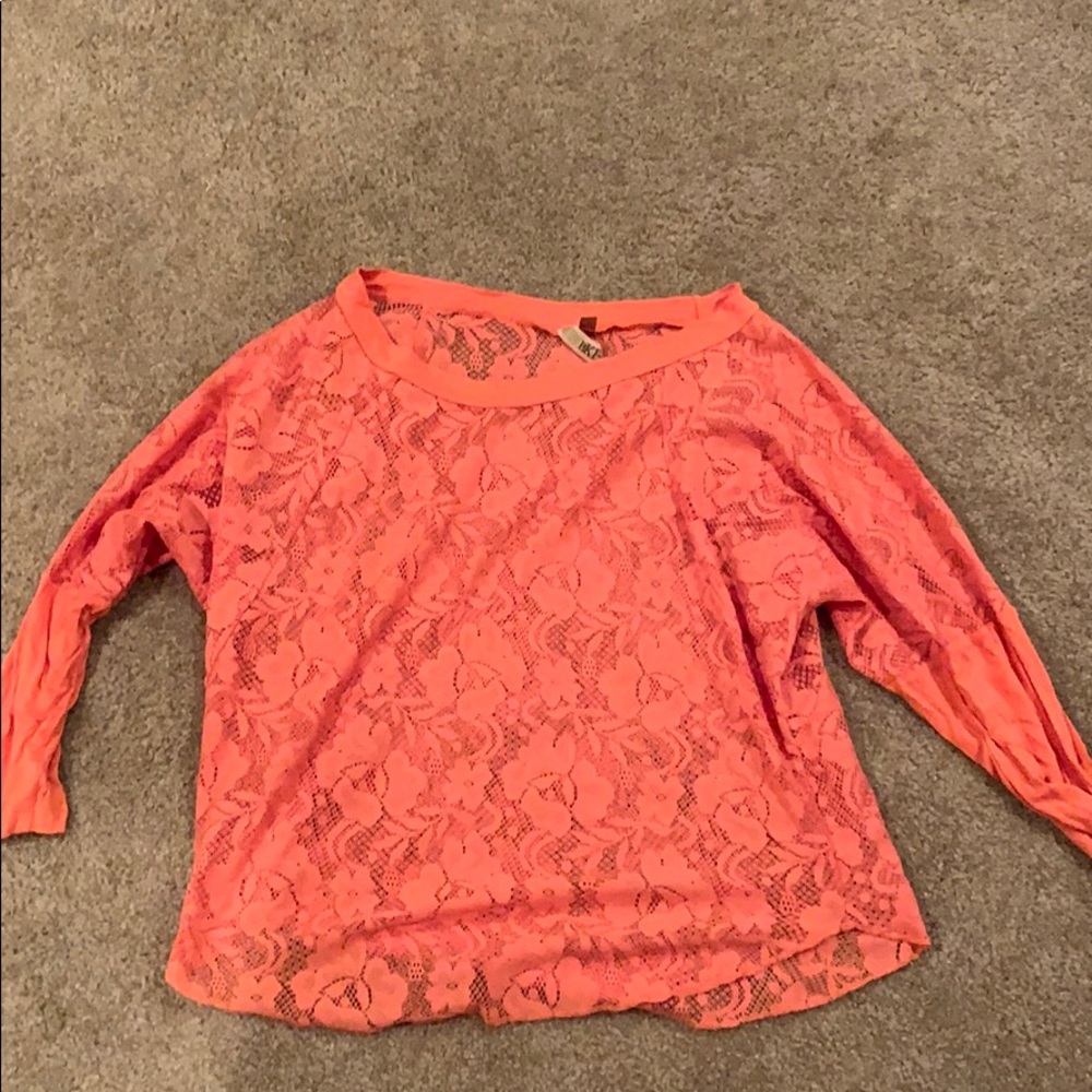 BKE coral lace shirt